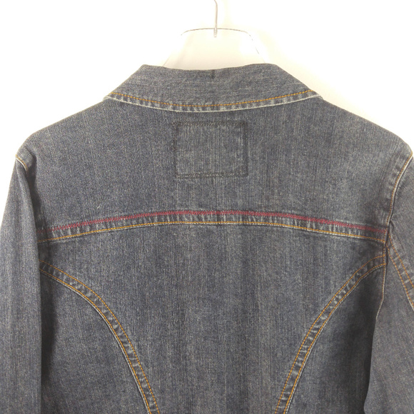 NEW ARRIVAL! CAbi Dark Wash Jean Jacket Snap Front - Picture 7 of 8